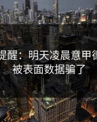 刚收到提醒：明天凌晨意甲德比，别被表面数据骗了