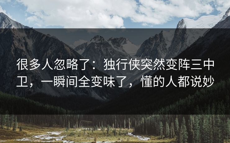 很多人忽略了：独行侠突然变阵三中卫，一瞬间全变味了，懂的人都说妙