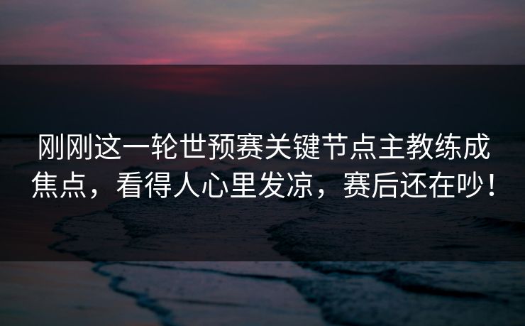 刚刚这一轮世预赛关键节点主教练成焦点，看得人心里发凉，赛后还在吵！