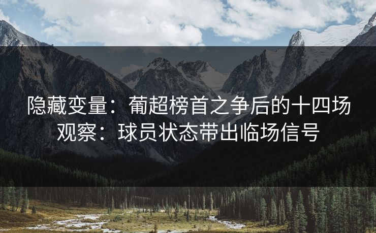 隐藏变量：葡超榜首之争后的十四场观察：球员状态带出临场信号