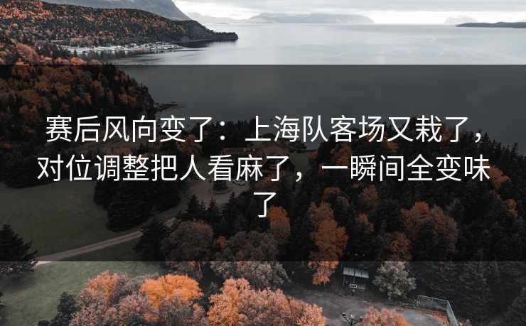 赛后风向变了:上海队客场又栽了,对位调整把人看麻了,一瞬间全变味了 赛后风向变了:上海队客场又栽了,对位调整把人看麻了,一瞬间全变味了
