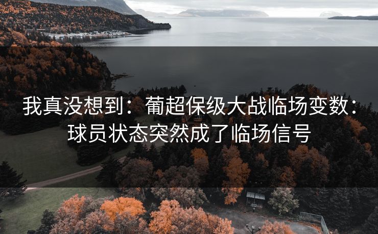 我真没想到：葡超保级大战临场变数：球员状态突然成了临场信号